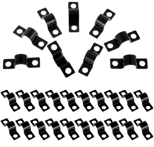 CDDCWZ 50 Stück U-Rohrschellen 10 mm, 2 Löcher U-Typ Rohrklemmen, Sattelklemme, Metallschellen für Rohre Befestigung, Leerrohr Kabelrohr, Gasrohre Wasserrohr Schelle(Schwarz) von CDDCWZ