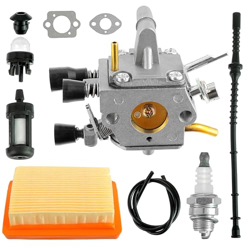 CDDCWZ Vergaser Kit für Stihl FS120 FS200 FS020 FS202 FS300 FS350, FS 120 200 250 300 350 Dichtung + Luftfilter + Kraftstoffschlauch + Kraftstofffilter + Zündkerze Ersatzteile Ersatz Werkzeugsatz von CDDCWZ