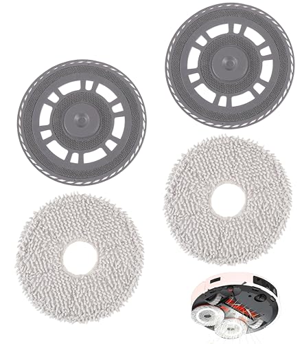 Mopptücher mit Ersatzhalterung Wischplatten für Dreame L10s Pro Ultra Heat / L10s Ultra Gen2 / X40 Ultra / X40 Master / L40 Ultra / L20 Ultra/Mova E30 Ultra Roboter Staubsauger Zubehör (2+2 Stück) von CDDCWZ