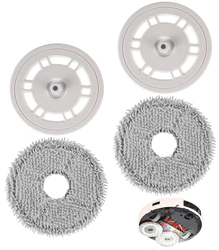 Mopptücher mit Ersatzhalterung Wischplatten für Ecovacs Deebot T50 Pro Omni / N30 Pro Omni / T30 Pro Omni / T30S Combo / T30S Combo Complete T50 / T30 / N30 Omni Roboter Staubsauger (2+2 Stück) von CDDCWZ