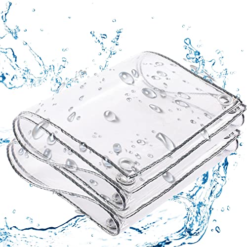 Abdeckplane Klare mit ösen, 0,3mm PVC Wasserdicht Transparente Wetterfest Plane, Strapazierfähige Faltbar Gemüseabdeckung für Pavillon Gartenmöbel Pflanzen, 450g/m² von CDDUOLA