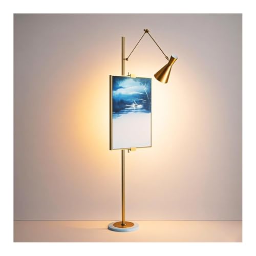 CDDUOLA Metall-Stehlampe mit Staffelei, Verstellbare 360°-Schwenkarm-Stehlampen, 170 cm Hohe Lampe mit Marmorsockel für Wohnzimmer, Malzimmer, Schlafzimmer, Büros, Lnnenhöfe, Gold von CDDUOLA