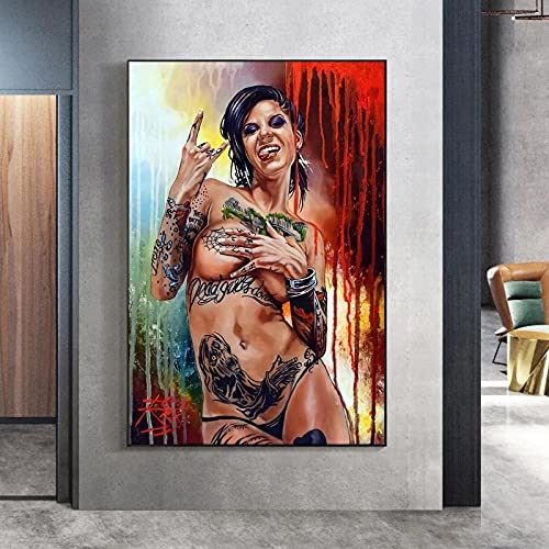 CDERFV Abstrakte Aktkunst Sexy Tattoos Mädchen Porträt Leinwanddruck Gemälde Poster und Drucke Wandkunst Bilder für Wohnzimmer Dekor-50x70cm （kein Rahmen） von CDERFV