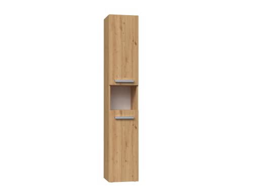 CDF Bad-Hochschrank NEL III | Farbe: Eiche Artisan | Modernes Badregal | Stauraumschrank | Geräumige Einlegeböden | Türen | Einfache Montage | Stilvolle Griffe CDF Bad-Hochschrank NEL III | Farbe: Eiche Artisan | Modernes Badregal | Stauraumschrank | Geräumige Einlegeböden | Türen | Einfache Montage | Stilvolle Griffe von CDF