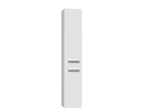 CDF Bad-Hochschrank NEL lV | Farbe: Weiß | Modernes Badregal | Stauraumschrank | Geräumige Einlegeböden | Türen | Einfache Montage | Stilvolle Griffe | Wäschekorb von CDF