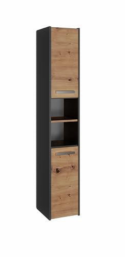 CDF Badschrank S30 | Farbe: Anthrazit - Eiche Artisan | Moderner Badezimmerschrank | Ablagefläche | Geräumige Einlegeböden | Türen | Einfache Montage von CDF