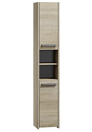 CDF Badschrank S30 | Farbe: Eiche Sonoma | Moderner Badezimmerschrank | Ablagefläche | Geräumige Einlegeböden | Türen | Einfache Montage von CDF