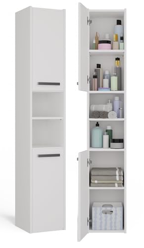 CDF Badschrank S30 | Farbe: Weiß | Moderner Badezimmerschrank | Ablagefläche | Geräumige Einlegeböden | Türen | Einfache Montage von CDF