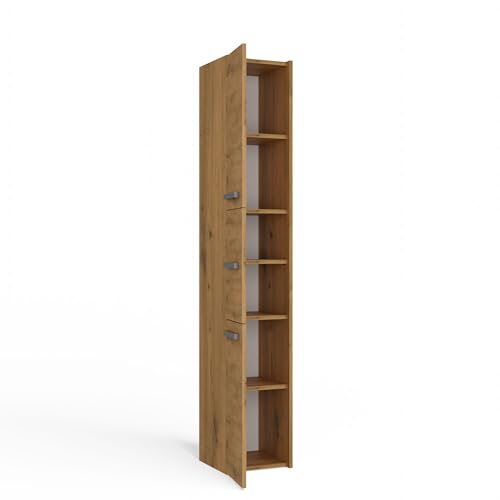 CDF Badschrank S33 | Farbe: Eiche Artisan | Moderner Badezimmerschrank | Ablagefläche | Geräumige Einlegeböden | Türen | Einfache Montage von CDF