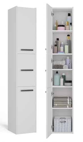CDF Badezimmerschrank Hochschrank 30×30×170 cm – Weiß – Türen mit Soft-Close – freistehend/wandhängend – pflegeleichtes Badmöbel – modern von CDF
