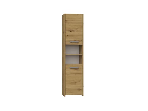 CDF Badschrank S40 | Farbe: Eiche Artisan | Moderner Badezimmerschrank | Ablagefläche | Geräumige Einlegeböden | Türen | Einfache Montage von CDF