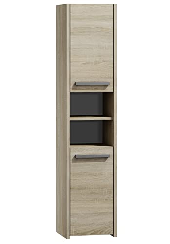 CDF Badschrank S40 | Farbe: Eiche Sonoma | Moderner Badezimmerschrank | Ablagefläche | Geräumige Einlegeböden | Türen | Einfache Montage von CDF