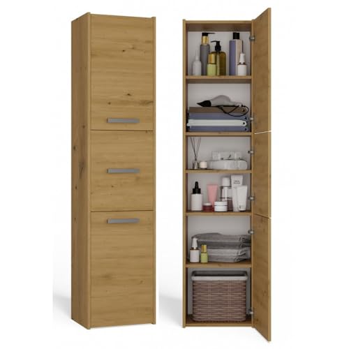 CDF Badschrank S43 | Farbe: Eiche Artisan | Moderner Badezimmerschrank | Ablagefläche | Geräumige Einlegeböden | Türen | Einfache Montage von CDF