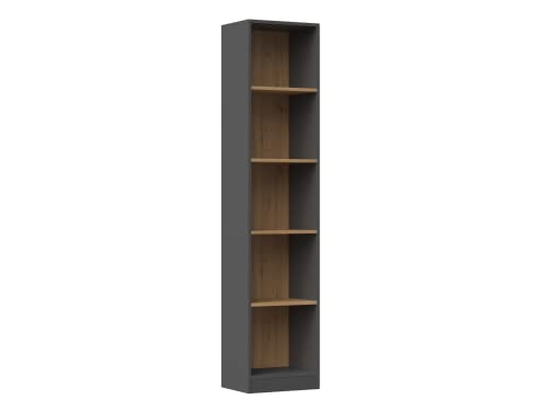 CDF Bücherregal R40 | Farbe: Anthrazit - Eiche Artisan | Breite: 40 Zentimeter | Für Wohnzimmer, Büro und Arbeitszimmer | Regal für Bücher und Spielzeug | Ideal für Kinderzimmer, Teenager von CDF