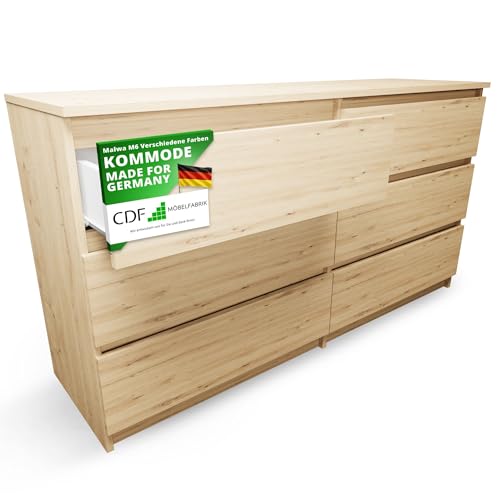 CDF Kommode Artisan mit 6 Schubladen 40 cm Tief Komodenschrank Komode für Wohnzimmer Schlafzimmer Schubladenschrank Malm Kommode viel Stauraum Geeignet Organizer Kleidung 138 cm Breite Modern Look von CDF