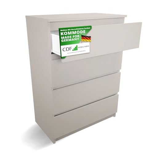 CDF Kommode Malwa M4 | Farbe: Kaschmir (beige) | Schrank für Dokumente, Kleinigkeiten | Ideal für Wohnzimmer, Schlafzimmer, Kinderzimmer, Jugendzimmer | 4 geräumige Schubladen von CDF