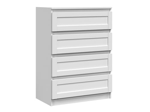 CDF Kommode Malwa M4 | Farbe: Weiß Rahmen | Schrank für Dokumente, Kleinigkeiten | Ideal für Wohnzimmer, Schlafzimmer, Kinderzimmer, Jugendzimmer und Büro | 4 geräumige Schubladen von CDF