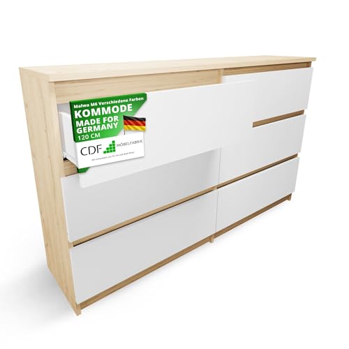 CDF Kommode Malwa M6 120 | Farbe: Eiche Artisan - Weiß | Schrank für Dokumente, Kleinigkeiten | Ideal für Wohnzimmer, Schlafzimmer, Kinderzimmer, Jugendzimmer und Büro | 6 geräumige Schubladen CDF Kommode Malwa M6 120 | Farbe: Eiche Artisan - Weiß | Schrank für Dokumente, Kleinigkeiten | Ideal für Wohnzimmer, Schlafzimmer, Kinderzimmer, Jugendzimmer und Büro | 6 geräumige Schubladen von CDF