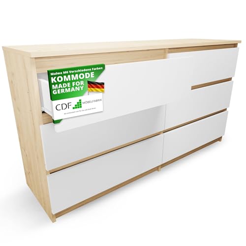 CDF Kommode Malwa M6 140 | Farbe: Eiche Artisan/Weiß | Schrank für Dokumente, Kleinigkeiten | Ideal für Wohnzimmer, Schlafzimmer, Kinderzimmer, Jugendzimmer und Büro | 6 geräumige Schubladen CDF Kommode Malwa M6 140 | Farbe: Eiche Artisan/Weiß | Schrank für Dokumente, Kleinigkeiten | Ideal für Wohnzimmer, Schlafzimmer, Kinderzimmer, Jugendzimmer und Büro | 6 geräumige Schubladen von CDF