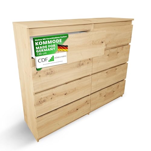 CDF Kommode Artisan mit 8 Schubladen 40 cm Tief Komodenschrank Komode für Wohnzimmer Schlafzimmer Schubladenschrank Malm Kommode viel Stauraum Geeignet Organizer Kleidung 120 cm Breite Modern Look von CDF