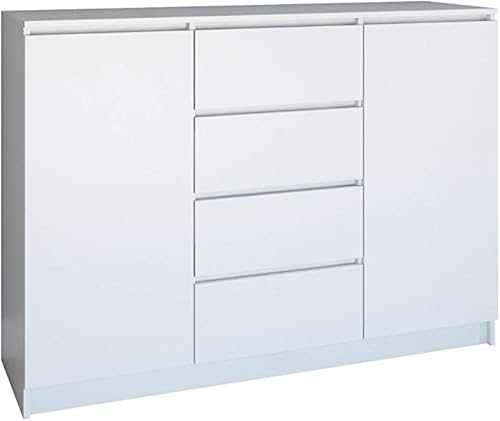 CDF Kommode Weiß 2 Türen 4 Schubladen Komode & Sideboards Schmal Schubladenkommode Sideboard 97 cm Hoch Wohnzimmer Komodenschrank 40x70x97 für Schlafzimmer Arbeitszimmer Flur Schubladenschrank CDF Kommode Weiß 2 Türen 4 Schubladen Komode & Sideboards Schmal Schubladenkommode Sideboard 97 cm Hoch Wohnzimmer Komodenschrank 40x70x97 für Schlafzimmer Arbeitszimmer Flur Schubladenschrank von CDF
