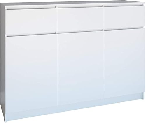 CDF Kommode Weiß 3 Türen 3 Schubladen Komode & Sideboards Schmal Schubladenkommode Sideboard 75 cm Hoch Wohnzimmer Komodenschrank 40x120x75 für Schlafzimmer Arbeitszimmer Flur Schubladenschrank CDF Kommode Weiß 3 Türen 3 Schubladen Komode & Sideboards Schmal Schubladenkommode Sideboard 75 cm Hoch Wohnzimmer Komodenschrank 40x120x75 für Schlafzimmer Arbeitszimmer Flur Schubladenschrank von CDF
