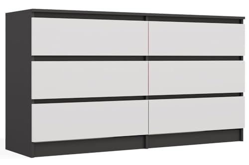 CDF MALWA M6 140 | KOMMODE MIT 6 SCHUBLADEN | ANTHRAZIT Weiss | FÜR Wohnzimmer von CDF