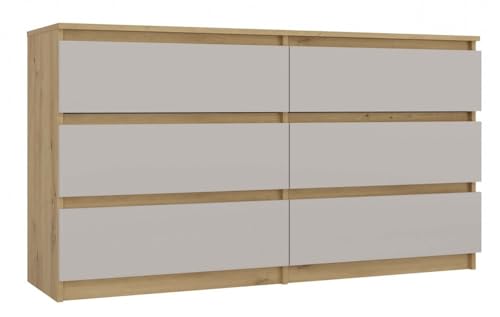 CDF MALWA M6 140 | KOMMODE MIT 6 SCHUBLADEN | Eiche Artisan Kaschmir | FÜR Wohnzimmer von CDF