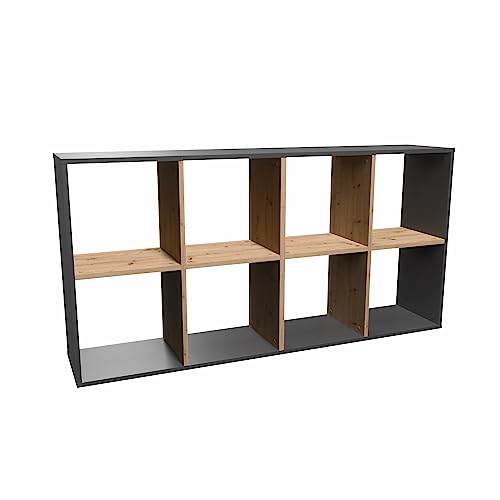 CDF Malax 2x4 Bücherregal | Farbe: Anthrazit - Eiche Artisan | Schrank, Sockel für Wohnzimmer, Büro und Arbeitszimmer | Regal für Bücher und Spielzeug | Ideal für Kinderzimmer, Teenager, Jugendzimmer von CDF