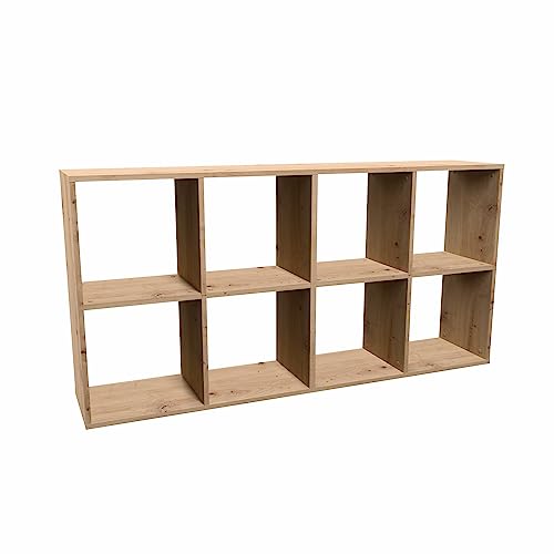 CDF Malax 2x4 Bücherregal | Farbe: Eiche Artisan | Schrank, Sockel für Wohnzimmer, Büro und Arbeitszimmer | Regal für Bücher und Spielzeug | Modern | Ideal für Kinderzimmer, Teenager, Jugendzimmer von CDF