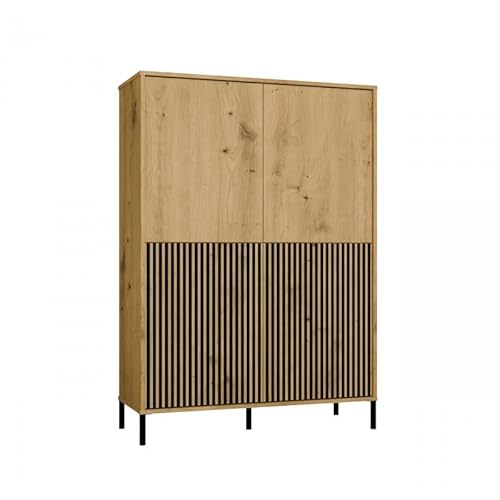 CDF Moderne Kabinett KAMARO 4DK | Farbe: Eiche Artisan - Schwarz | Schrank für Dokumente, Kleinigkeiten | Ideal für Wohnzimmer, Schlafzimmer, Kinderzimmer und Büro | Einfache Montage von CDF