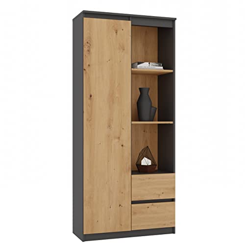 CDF Office Bücherregal RS-80 Bily | Farbe: Anthrazit Artisan-Eiche | Für Wohnzimmer, Büro, Arbeitszimmer | Modern | Regal für Bücher und Spielzeug | Ideal für Kinderzimmer, Teenager, Jugendzimmer von CDF