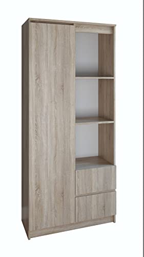 CDF Office Bücherregal RS-80 Bily | Farbe: Eiche Sonoma | Für Wohnzimmer, Büro, Arbeitszimmer | Modern | Regal für Bücher und Spielzeug | Ideal für Kinderzimmer, Teenager, Jugendzimmer von CDF