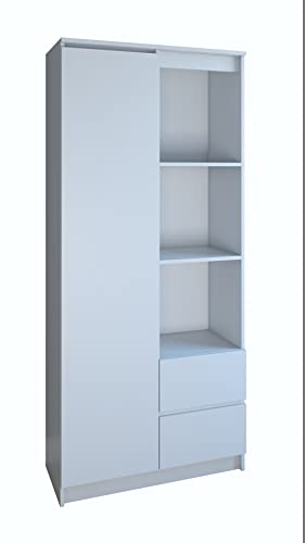 CDF Office Bücherregal RS-80 Bily | Farbe: weiß | Für Wohnzimmer, Büro, Arbeitszimmer | Modern | Regal für Bücher und Spielzeug | Ideal für Kinderzimmer, Teenager, Jugendzimmer von CDF