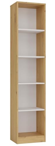 CDF Regal 40 cm | Eiche Artisan & Weiss | BÜCHERREGAL MIT ABLAGEN | IDEAL FÜR Wohnzimmer & BÜRO von CDF