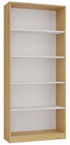 CDF Regal 80 cm | Eiche Artisan & Weiss | BÜCHERREGAL MIT ABLAGEN | IDEAL FÜR Wohnzimmer & BÜRO von CDF