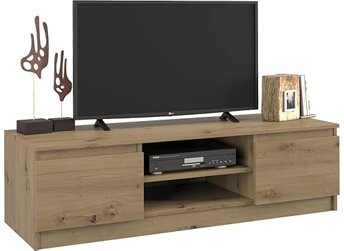 CDF TV-Schrank 120 | Farbe: Eiche Artisan | Moderner Fernsehtisch | Ablagen für Audio-/Videogeräte | Stauraum für Kleinigkeiten | Ideal für Wohnzimmer, Schlafzimmer | Einfache Montage von CDF
