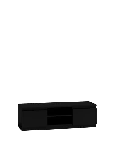 CDF TV-Schrank 120 | Farbe: Schwarz | Moderner Fernsehtisch | Ablagen für Audio-/Videogeräte | Stauraum für Kleinigkeiten | Ideal für Wohnzimmer, Schlafzimmer | Einfache Montage von CDF