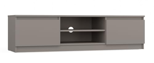 CDF TV-Schrank MALWA 140 | Farbe: Lehm (grau) | Moderner Fernsehtisch | Ablagen für Audio-/Videogeräte | Stauraum für Kleinigkeiten | Ideal für Wohnzimmer, Schlafzimmer | Einfache Montage von CDF
