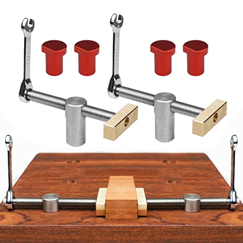 Schraubstock aus Messing mit 4 Schraubstock für 19/20 mm Loch, Tischlerwerkzeug, Holzbearbeitung, Tischschraubstock, Schreibtisch-Clip, 20 mm, Rot, 2 Stück von CDIYTOOL