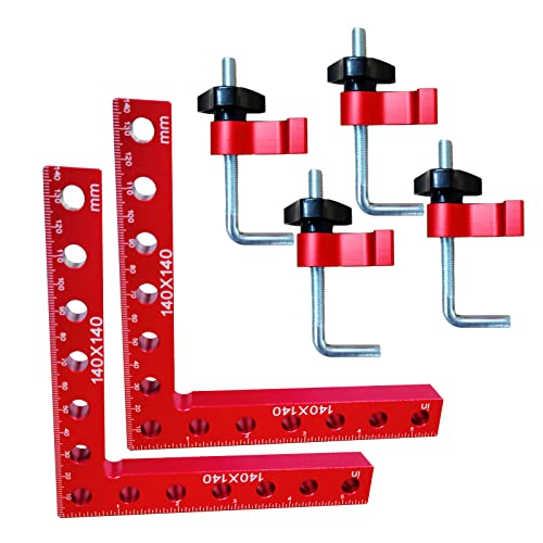 90-Grad-Positionierwinkel, L-Typ, rechtwinklige Klemmen, 14 x 14 cm, Aluminiumlegierung, Eckklemme, Holzbearbeitung, Tischler, Klemmwerkzeug für Bilderrahmen, Boxen, Schränke (2,7 Loch) von CDIYTOOL