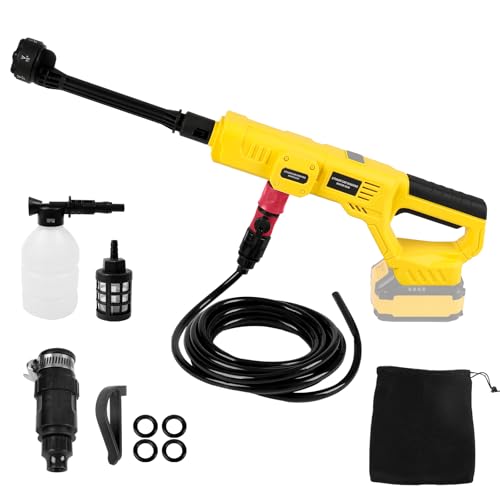 Akku-Hochdruckreiniger für Dewalt 20 V Akku, 21000 U/min, 1000 PSI, tragbarer Handreiniger mit 6-in-1-Düse und Schaumtopf für Auto-Zaun, Boden, Gartenreinigung (keine Batterie) von CDIYTOOL