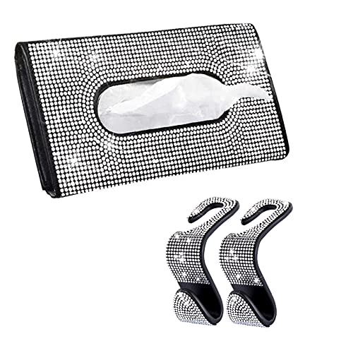 Bling Car Tissue Holder Crystal PU Leather Car Sun Visor Cosmetic Tissue Box Hanging Napkin Holder Tissue Dispenser Car Tissue Box Holder 23 x 13 cm von CDIYTOOL