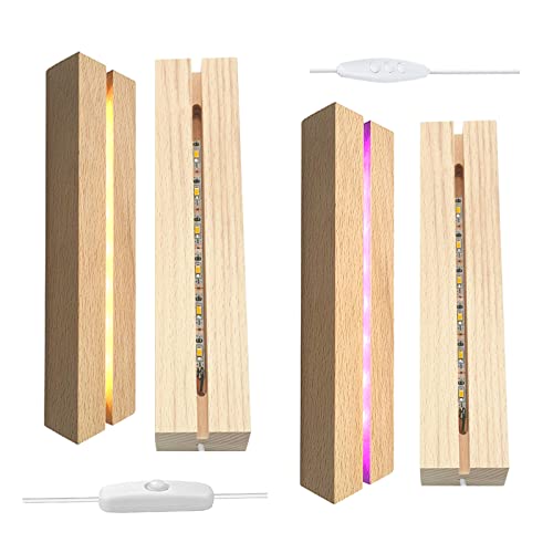 CDIYTOOL 15,2 cm rechteckiger Standfuß, rechteckige LED-Lichter, Sockel aus Kristallholz, beleuchteter Sockel für Kristall-Display, Glas-Art-Briefbeschwerer von CDIYTOOL