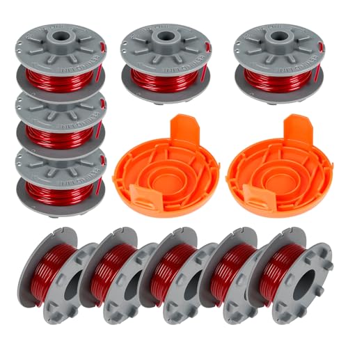 CDIYTOOL 5364 Trimmer-Ersatzspule, kompatibel mit Gardena Turbo Trimmer SmallCut Artikel 2401, 1,6 mm Rasentrimmerspule für Gardena 5364, mit 5328-20 Abdeckung (10 Spulen + 2 Abdeckungen) von CDIYTOOL