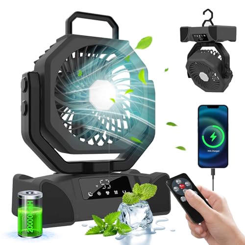 CDIYTOOL Campingventilator mit LED-Licht, tragbarer wiederaufladbarer Außenventilator mit Fernbedienung & Haken, 5 Geschwindigkeiten USB-Schreibtischventilator, Digitalanzeige, batteriebetrieben für CDIYTOOL Campingventilator mit LED-Licht, tragbarer wiederaufladbarer Außenventilator mit Fernbedienung & Haken, 5 Geschwindigkeiten USB-Schreibtischventilator, Digitalanzeige, batteriebetrieben für von CDIYTOOL