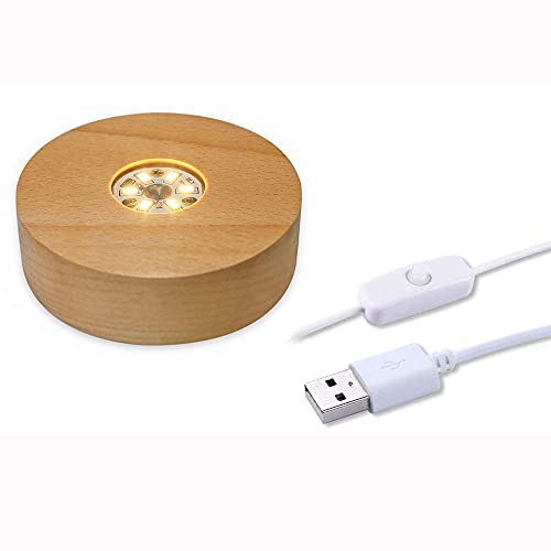 CDIYTOOL Displaysockel für LED-Leuchten, Holzsockel für Kristallglasdekoration, 10,2 cm warm/Mehrfarbig (1 Pack, warme Farbe) von CDIYTOOL