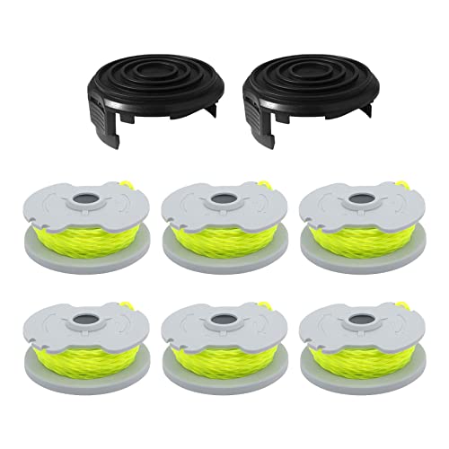 CDIYTOOL Ersatzspule für Rasentrimmer, 0,2 cm, 6,1 m, Ersatzspulen für WA0014 WG168 WG184 WG190 WG191 Unkrautfresser Saitenkantenspule zum Nachfüllen (6 Spulen, 2 Kappen) von CDIYTOOL