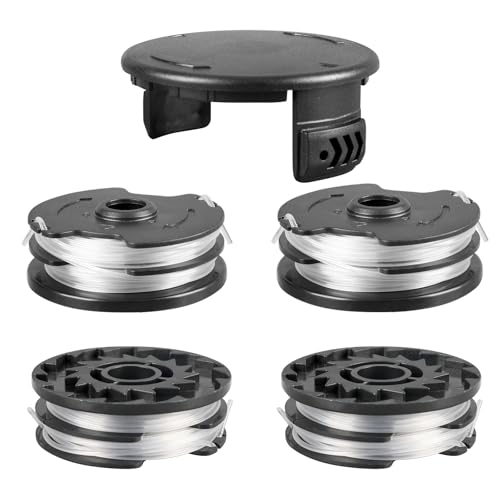 CDIYTOOL Ersatzspule für Rasentrimmer, kompatibel mit Parkside LIDL PRTA 20-Li C3 A1B2 PRT 550 A1 A3 PRT 300 A1, 1,6 mm Trimmer-Ersatzspule mit TLP-01-1 Abdeckung (4 Spulen + 1 Abdeckung) von CDIYTOOL