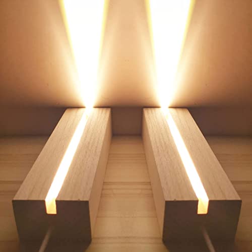 CDIYTOOL LED Lichter Display Base, Holz Rechteck Beleuchtet USB Ständer Desktop Display Basis Dekorative für DIY Glas Harz Acrylplatte (2 warmes Licht) von CDIYTOOL